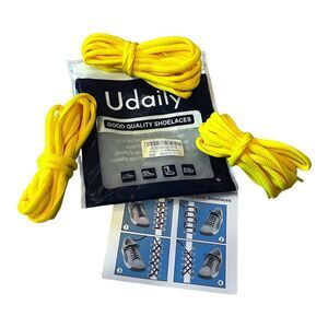 Udaily Oval Yellow  Shoelaces Approx 40” 3 Pairs Athletic Shoes, Boots